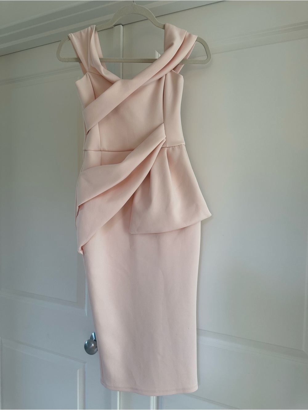 ASOS Elegant Pale Pink Draped Sheath Dress